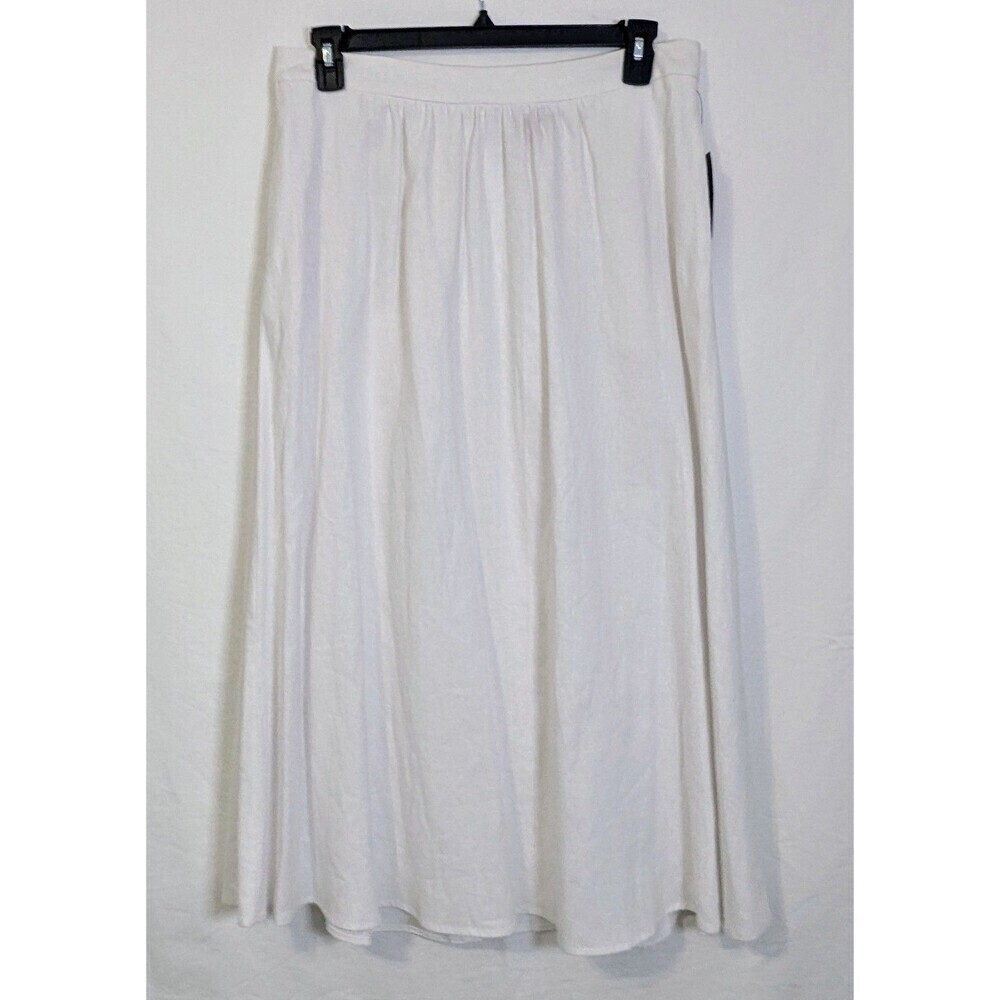 Vince Camuto Size 14 Linen Blend White A-Line Midi Skirt NWT